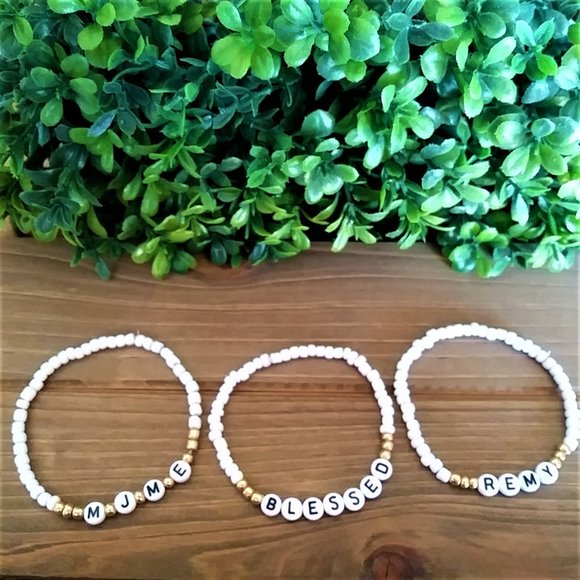 3/$49 New Personalized Beaded Name/Word Bracelets - Picture 7 of 8